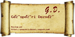 Gáspári Dezső névjegykártya